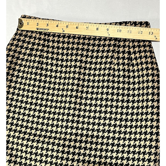 VTG Jones New York Petite Wool Pencil Skirt Houndstooth 6P Tan Black Career Work - Picture 3 of 8